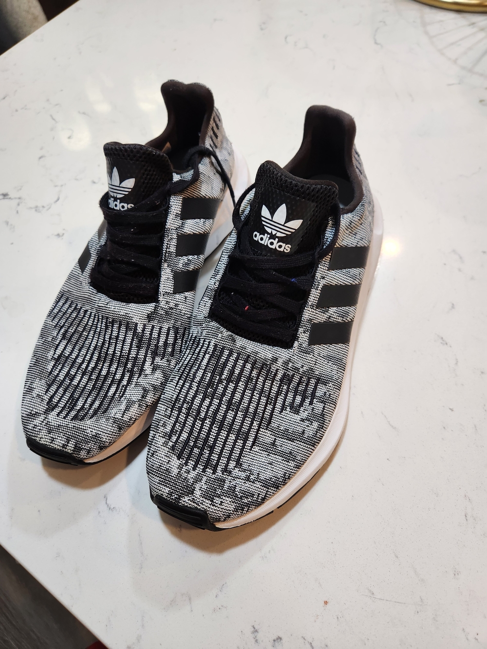 adidas Black & Gray Patterned Knit Running Shoes